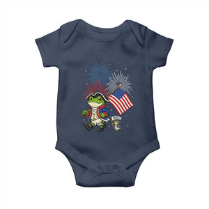 Funny Patriotic Frog Baby Onesie Celebrating 250 Years Of Freedom TS12 Navy Print Your Wear