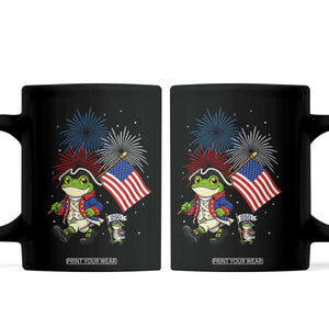 Funny Patriotic Frog Coffee Mug Celebrating 250 Years Of Freedom TS12 Black Print Your Wear