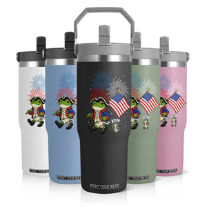 Funny Patriotic Frog Flip Straw Tumbler Celebrating 250 Years Of Freedom TS12 Print Your Wear