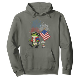 Funny Patriotic Frog Hoodie Celebrating 250 Years Of Freedom TS12 Military Green Print Your Wear