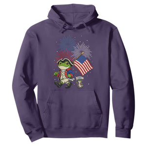 Funny Patriotic Frog Hoodie Celebrating 250 Years Of Freedom TS12 Purple Print Your Wear