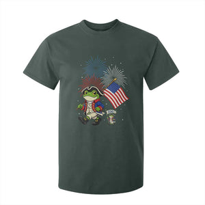 Funny Patriotic Frog T Shirt For Kid Celebrating 250 Years Of Freedom TS12 Dark Forest Green Print Your Wear
