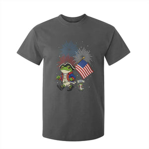 Funny Patriotic Frog T Shirt For Kid Celebrating 250 Years Of Freedom TS12 Dark Heather Print Your Wear