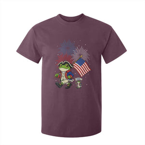 Funny Patriotic Frog T Shirt For Kid Celebrating 250 Years Of Freedom TS12 Maroon Print Your Wear
