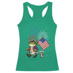 Funny Patriotic Frog Racerback Tank Top Celebrating 250 Years Of Freedom TS12 Irish Green Print Your Wear