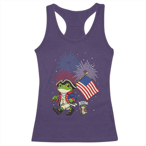 Funny Patriotic Frog Racerback Tank Top Celebrating 250 Years Of Freedom TS12 Purple Print Your Wear