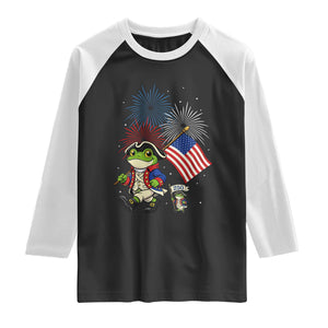 Funny Patriotic Frog Raglan Shirt Celebrating 250 Years Of Freedom TS12 Black White Print Your Wear