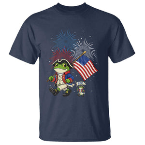 Funny Patriotic Frog T Shirt Celebrating 250 Years Of Freedom TS12 Navy Print Your Wear