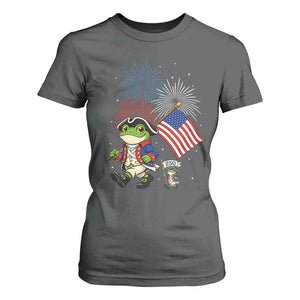 Funny Patriotic Frog T Shirt For Women Celebrating 250 Years Of Freedom TS12 Dark Heather Print Your Wear