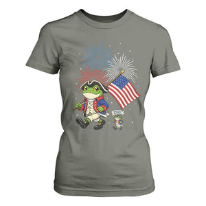 Funny Patriotic Frog T Shirt For Women Celebrating 250 Years Of Freedom TS12 Military Green Print Your Wear