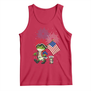 Funny Patriotic Frog Tank Top Celebrating 250 Years Of Freedom TS12 Red Print Your Wear