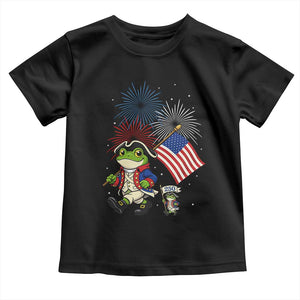 Funny Patriotic Frog Toddler T Shirt Celebrating 250 Years Of Freedom TS12 Black Print Your Wear