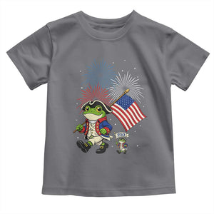 Funny Patriotic Frog Toddler T Shirt Celebrating 250 Years Of Freedom TS12 Charcoal Print Your Wear