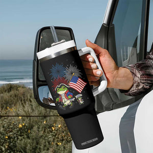 Funny Patriotic Frog Tumbler With Handle Celebrating 250 Years Of Freedom TS12 Print Your Wear