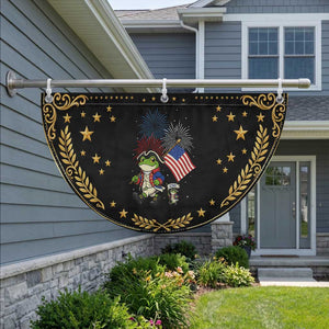 Funny American Frog Patriotic Fan Flag Celebrating 250 Years Of Freedom
