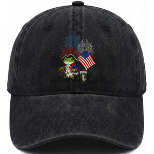 Funny Patriotic Frog Washed Cotton Baseball Cap Celebrating 250 Years Of Freedom TS12 Print Your Wear