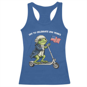 Funny Patriotic Frog Racerback Tank Top Off To Celebrate 250 Years Of Freedom TS12 Royal Blue Print Your Wear