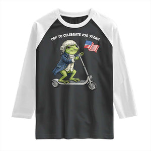 Funny Patriotic Frog Raglan Shirt Off To Celebrate 250 Years Of Freedom TS12 Black White Print Your Wear