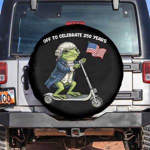 Funny Patriotic Frog Spare Tire Cover Off To Celebrate 250 Years Of Freedom TS12 No hole Black Print Your Wear