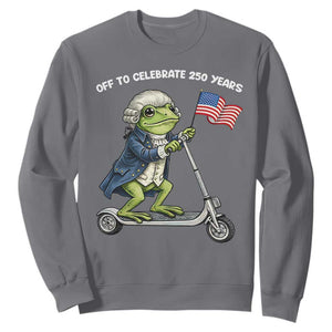 Funny Patriotic Frog Sweatshirt Off To Celebrate 250 Years Of Freedom TS12 Charcoal Print Your Wear