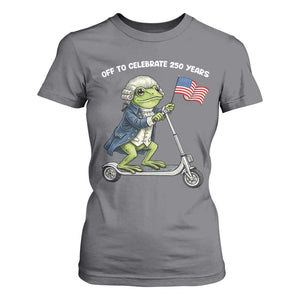 Funny Patriotic Frog T Shirt For Women Off To Celebrate 250 Years Of Freedom TS12 Charcoal Print Your Wear