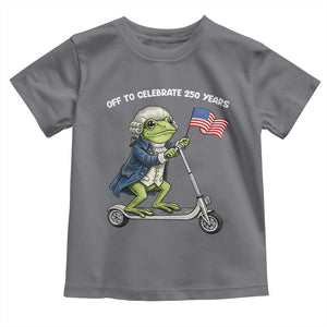 Funny Patriotic Frog Toddler T Shirt Off To Celebrate 250 Years Of Freedom TS12 Charcoal Print Your Wear