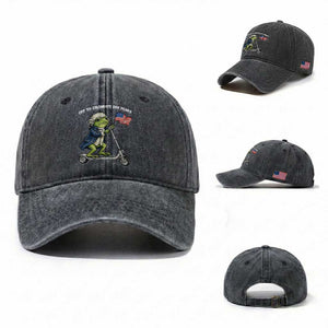Funny Patriotic Frog Washed Cotton Baseball Cap Off To Celebrate 250 Years Of Freedom TS12 Washed Cap Universal Fit Dark Gray Print Your Wear