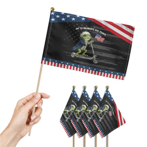 Funny Patriotic Frog Patriotic Handheld Flag Off To Celebrate 250 Years Of Freedom TS12 Print Your Wear
