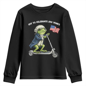 Funny Patriotic Frog Youth Sweatshirt Off To Celebrate 250 Years Of Freedom TS12 Black Print Your Wear