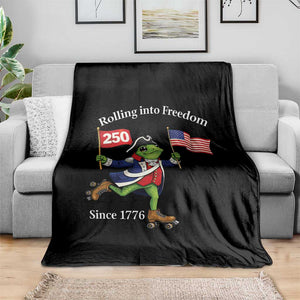 Funny Patriotic Frog Throw Blanket Rolling Into 250 Years Of Liberty TS12 Print Your Wear