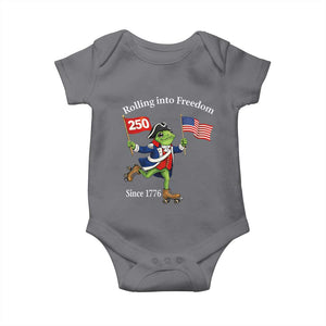 Funny Patriotic Frog Baby Onesie Rolling Into 250 Years Of Liberty TS12 Charcoal Print Your Wear