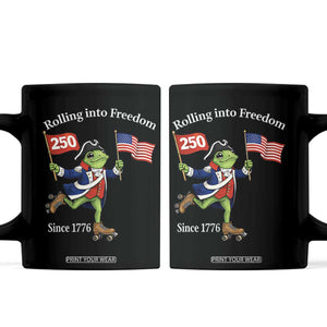Funny Patriotic Frog Coffee Mug Rolling Into 250 Years Of Liberty TS12 Black Print Your Wear
