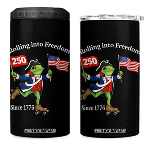 Funny Patriotic Frog 4 in 1 Can Cooler Tumbler Rolling Into 250 Years Of Liberty TS12 One Size: 16 oz Black Print Your Wear