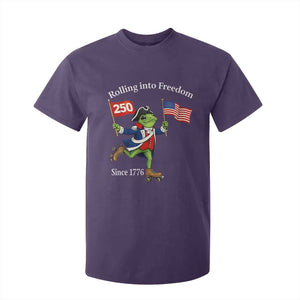 Funny Patriotic Frog T Shirt For Kid Rolling Into 250 Years Of Liberty TS12 Purple Print Your Wear