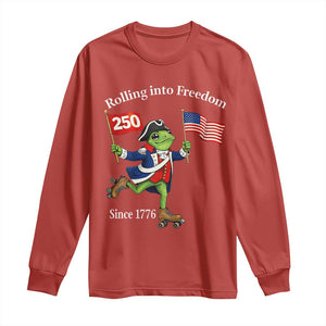 Funny Patriotic Frog Long Sleeve Shirt Rolling Into 250 Years Of Liberty TS12 Red Print Your Wear