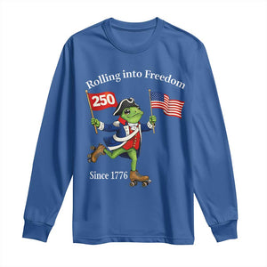 Funny Patriotic Frog Long Sleeve Shirt Rolling Into 250 Years Of Liberty TS12 Royal Blue Print Your Wear