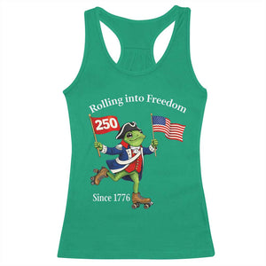 Funny Patriotic Frog Racerback Tank Top Rolling Into 250 Years Of Liberty TS12 Irish Green Print Your Wear