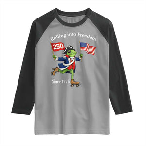 Funny Patriotic Frog Raglan Shirt Rolling Into 250 Years Of Liberty TS12 Sport Gray Black Print Your Wear
