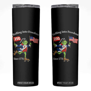 Funny Patriotic Frog Skinny Tumbler Rolling Into 250 Years Of Liberty TS12 Black Print Your Wear