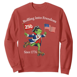 Funny Patriotic Frog Sweatshirt Rolling Into 250 Years Of Liberty TS12 Red Print Your Wear