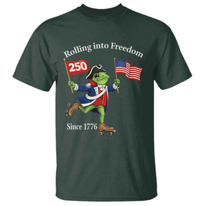 Funny Patriotic Frog T Shirt Rolling Into 250 Years Of Liberty TS12 Dark Forest Green Print Your Wear