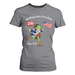 Funny Patriotic Frog T Shirt For Women Rolling Into 250 Years Of Liberty TS12 Charcoal Print Your Wear
