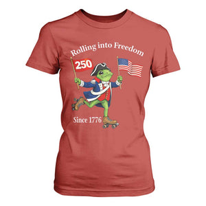 Funny Patriotic Frog T Shirt For Women Rolling Into 250 Years Of Liberty TS12 Red Print Your Wear