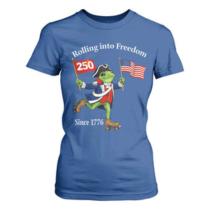 Funny Patriotic Frog T Shirt For Women Rolling Into 250 Years Of Liberty TS12 Royal Blue Print Your Wear