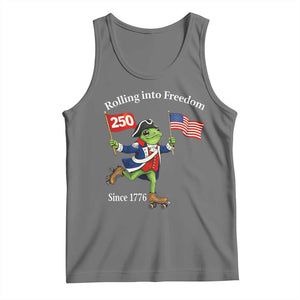 Funny Patriotic Frog Tank Top Rolling Into 250 Years Of Liberty TS12 Black Heather Print Your Wear