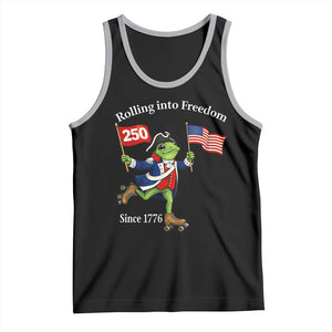 Funny Patriotic Frog Tank Top Rolling Into 250 Years Of Liberty TS12 Black Athletic Heather Print Your Wear