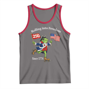Funny Patriotic Frog Tank Top Rolling Into 250 Years Of Liberty TS12 Deep Heather Red Print Your Wear