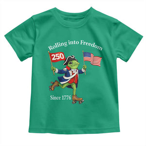 Funny Patriotic Frog Toddler T Shirt Rolling Into 250 Years Of Liberty TS12 Irish Green Print Your Wear