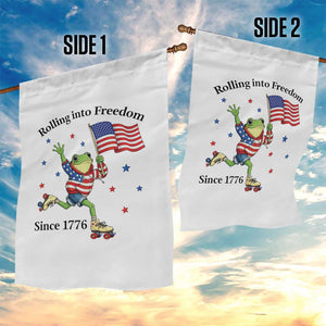 Funny Patriotic Frog Garden Flag Rolling Into Freedom Since 1776 TS12 Print Your Wear