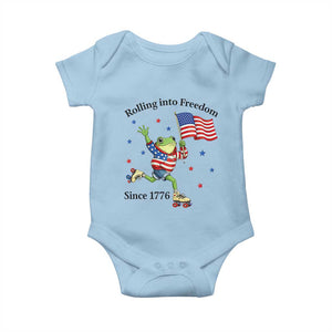 Funny Patriotic Frog Baby Onesie Rolling Into Freedom Since 1776 TS12 Light Blue Print Your Wear